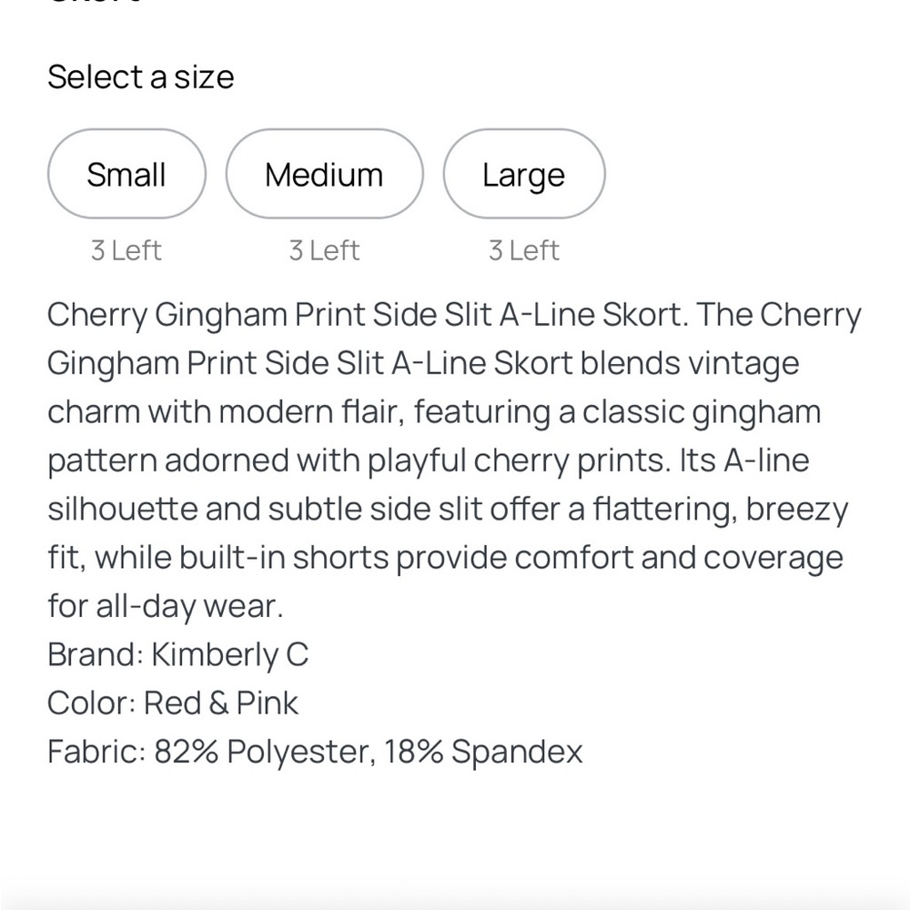 Pink cherry gingham skirt - Picture 4 of 4